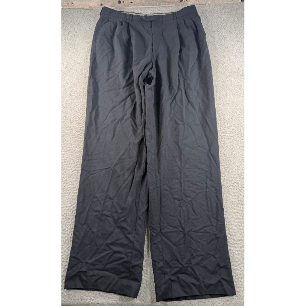Vito Rufolo Dress Pants Size 34x33 Blue Pure Wool Pleated Made in Italy